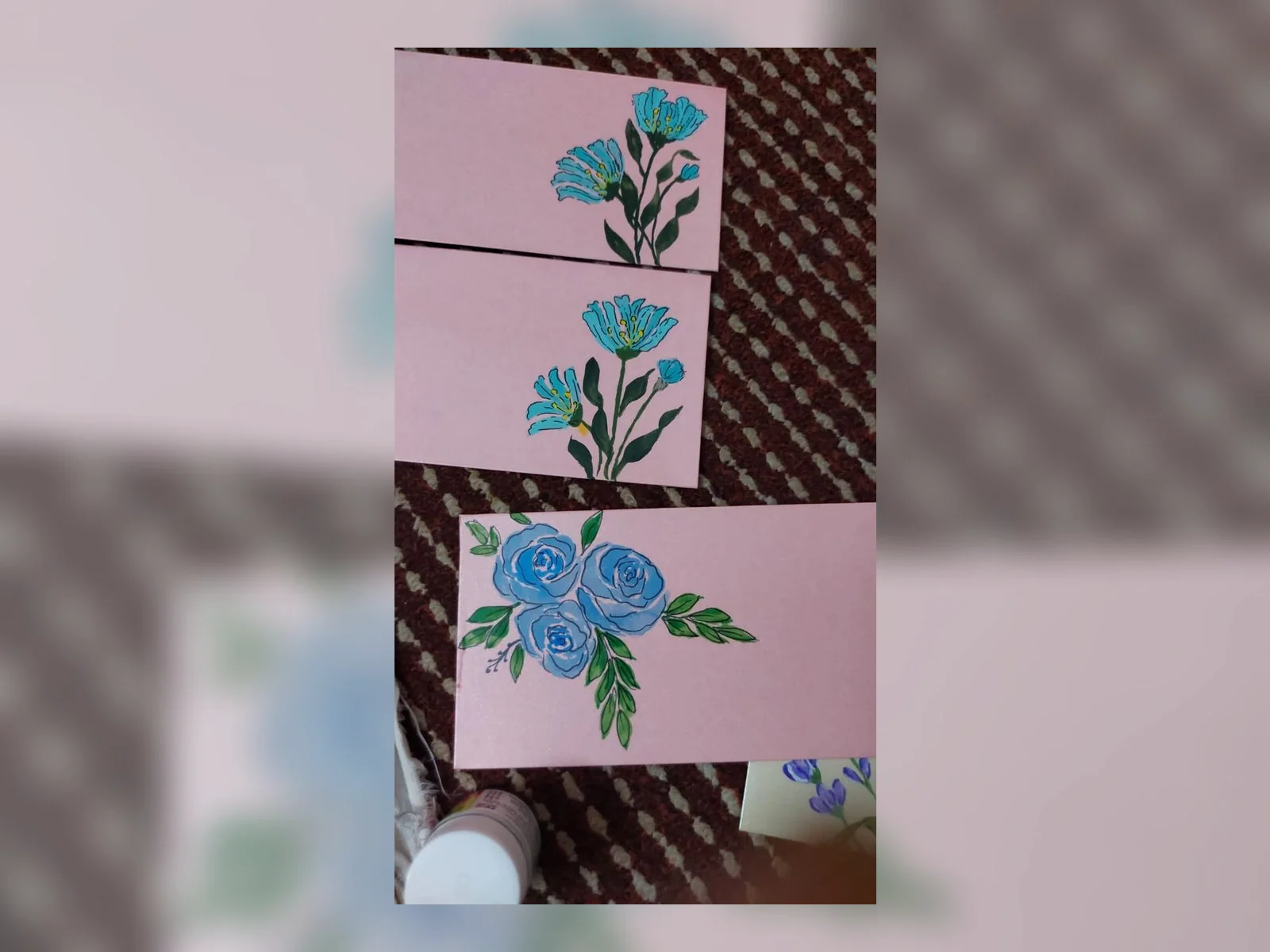 Blue Blossom Note Set by Meraki Arts 53 - Paintings portfolio for wall decor and personal gifts custom requests.