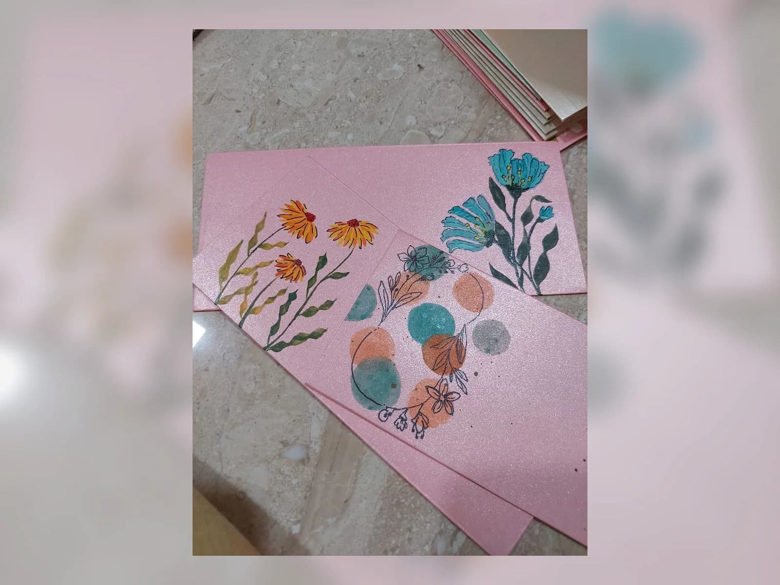 Wildflower Blush Card by Meraki Arts 53 - Paintings portfolio for wall decor and personal gifts custom requests.