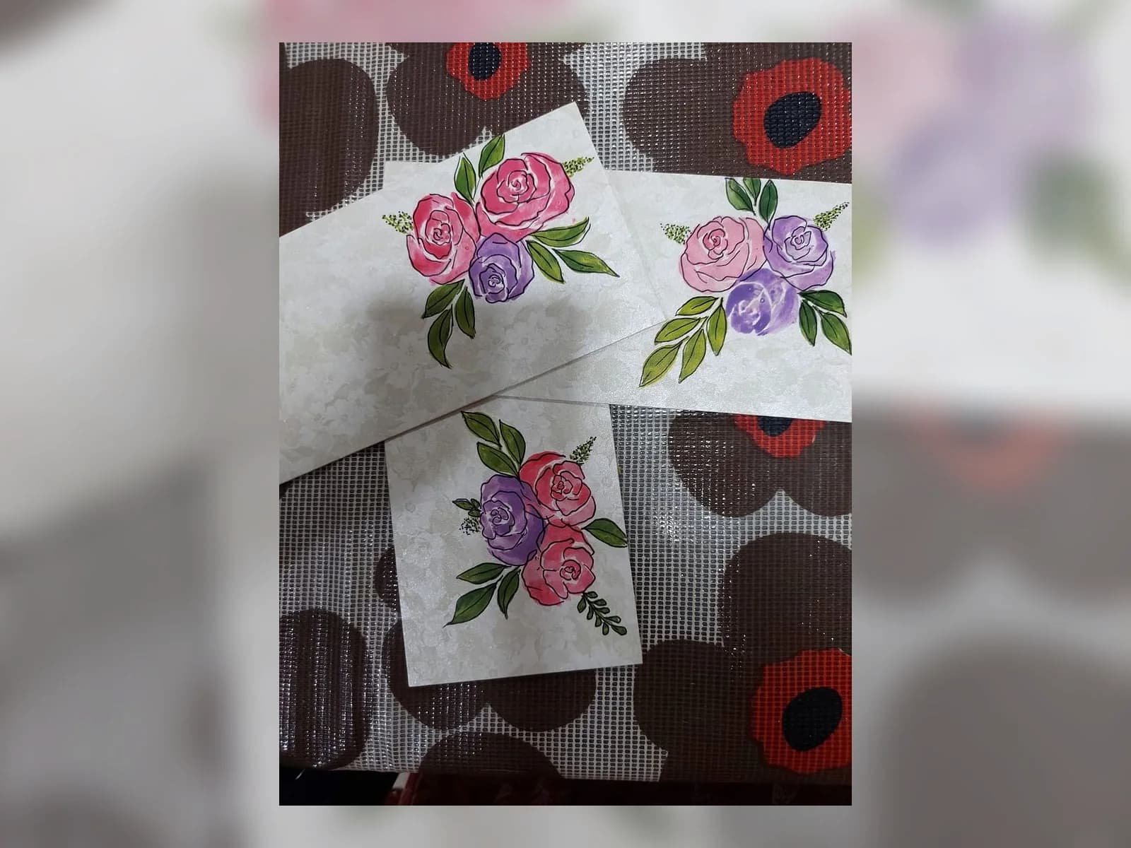 Rose Garden Mini Cards by Meraki Arts 53 - Paintings portfolio for wall decor and personal gifts custom requests.