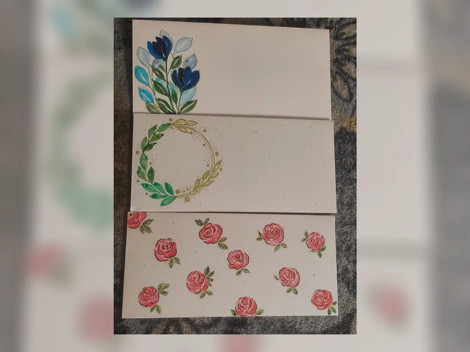 Wreath and Rose Stationery by Meraki Arts 53 - Paintings portfolio for wall decor and personal gifts custom requests.