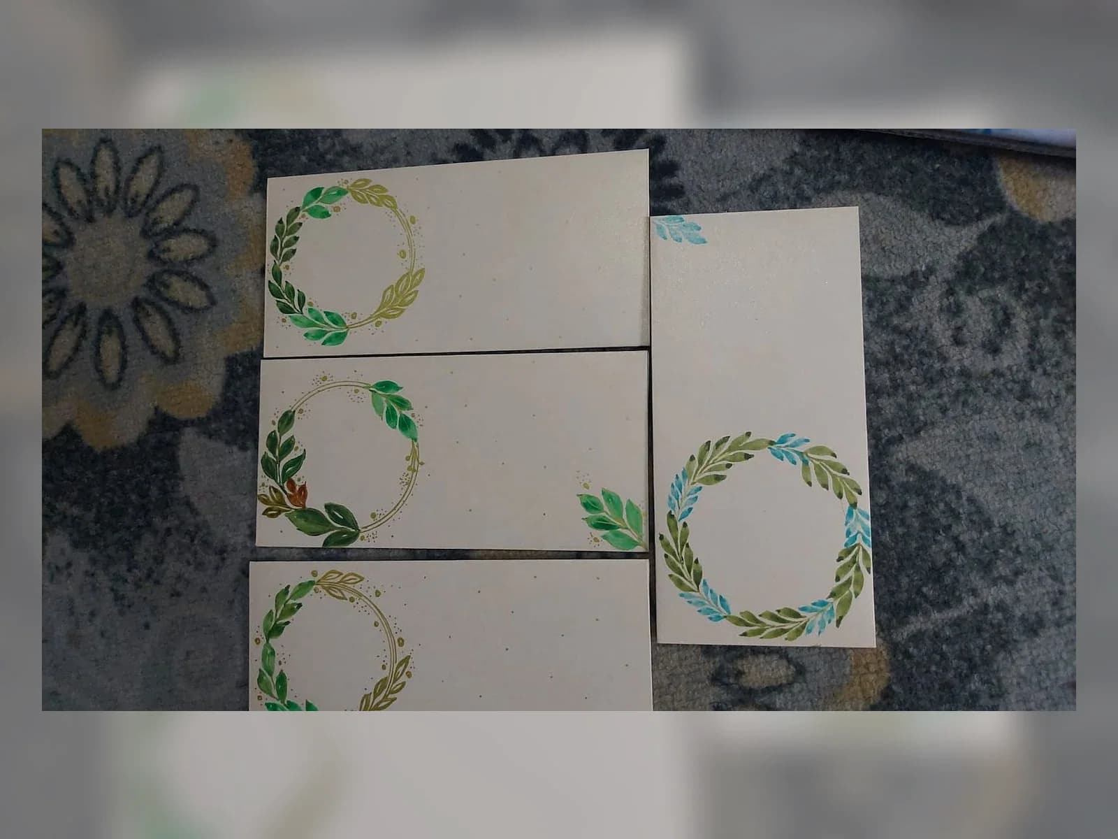 Emerald Wreath Note Duo by Meraki Arts 53 - Paintings portfolio for wall decor and personal gifts custom requests.