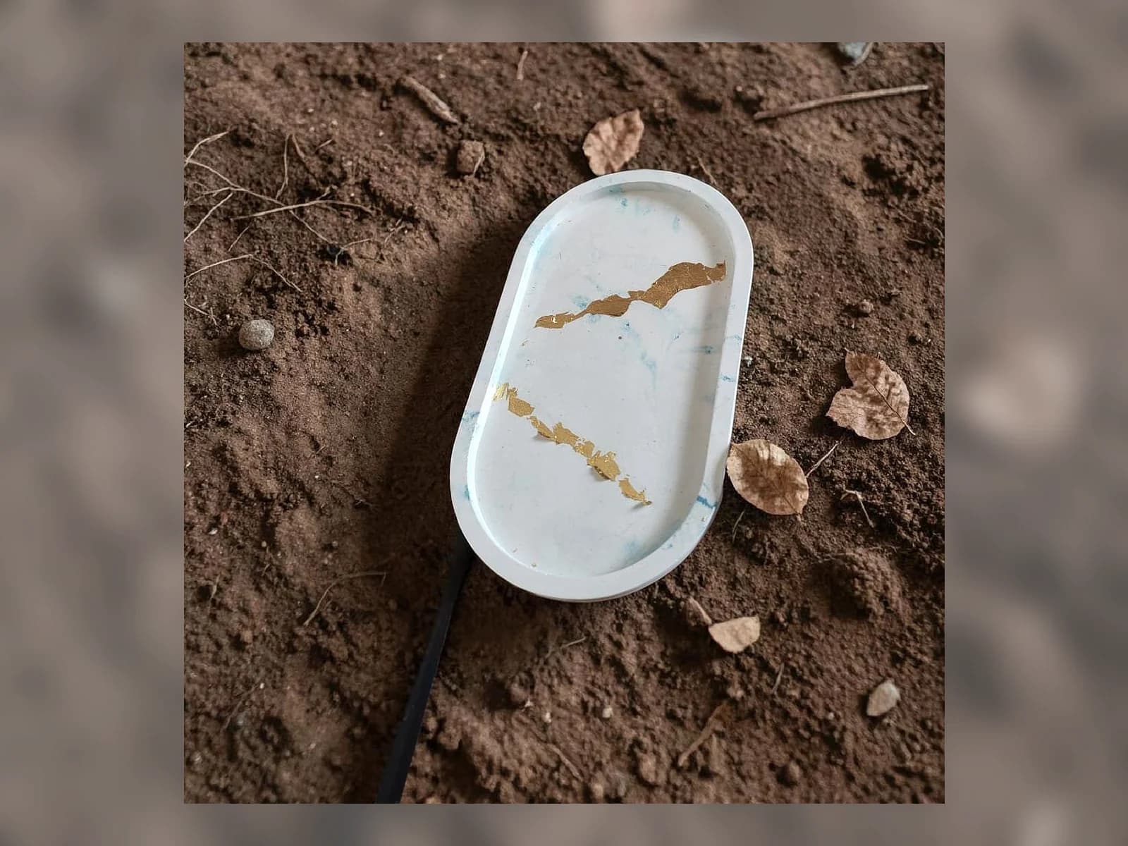 Marbled Gold Oval Tray