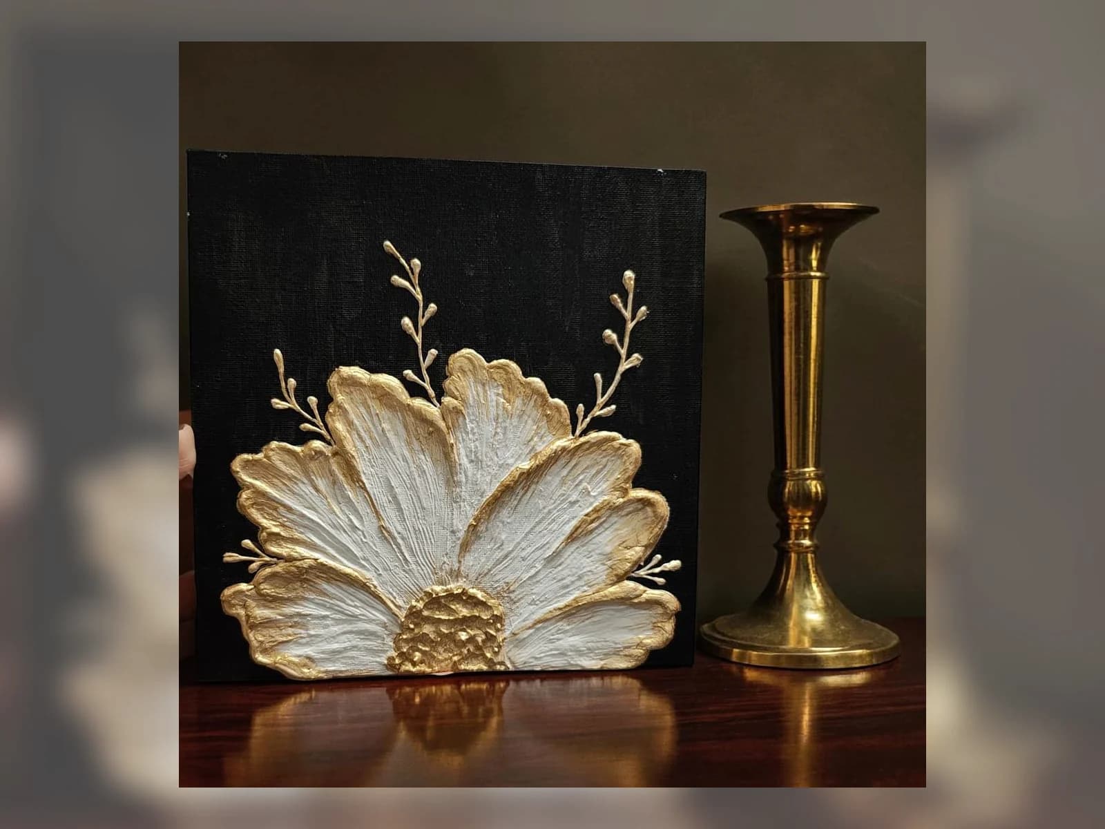 Gilded Bloom Texture Detail by Meraki Arts 53 - Texture Art portfolio for home styling and housewarming gifts custom requests.